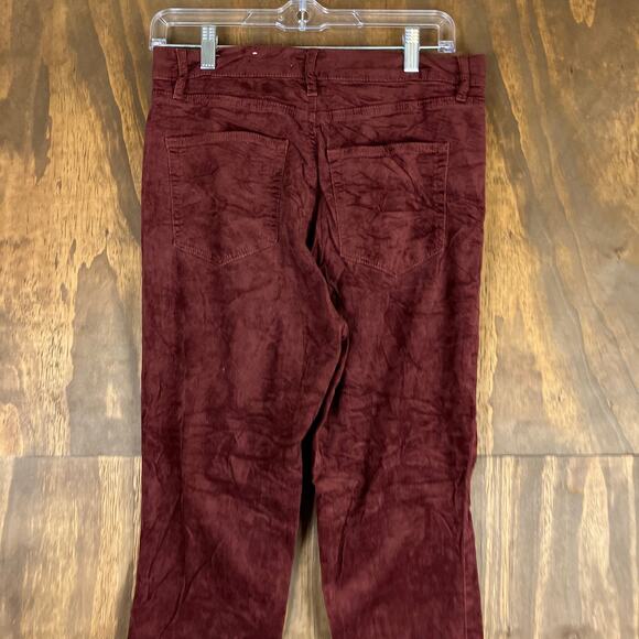 LOFT Womens Pants Maroon Velvet High Rise Slim Straight Stretch 6/28 - Picture 11 of 12